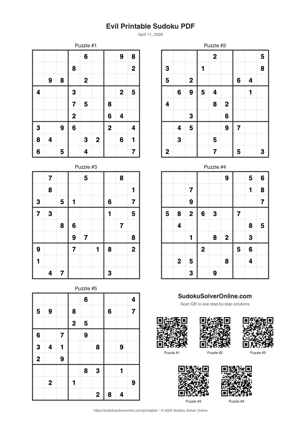 Diabólico Vista previa de Sudoku para imprimir