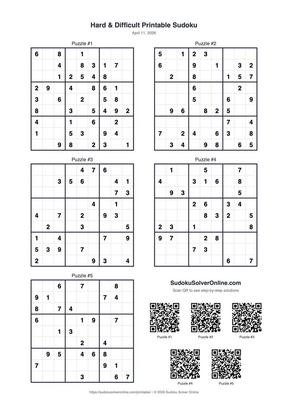Difícil Vista previa de Sudoku para imprimir